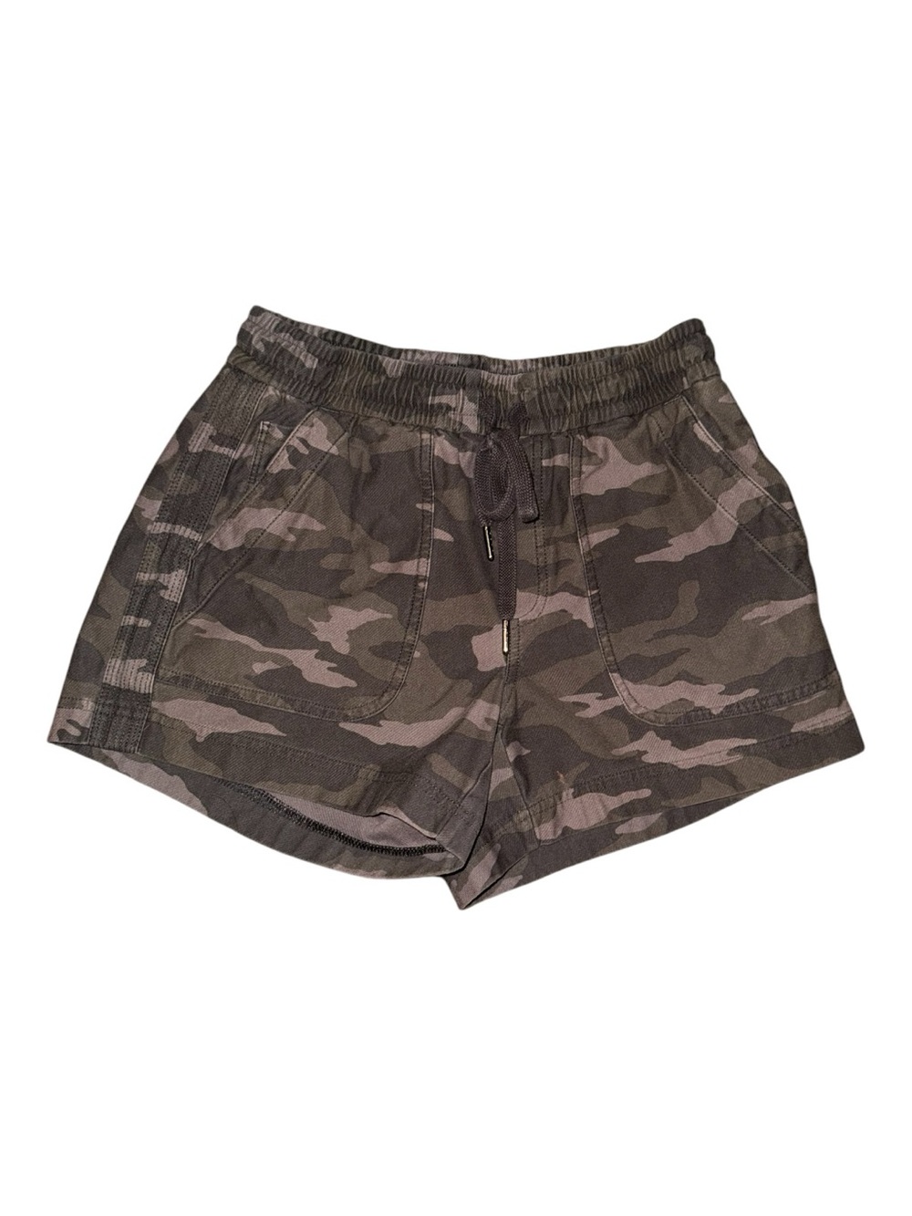 Athleta Camo Drawcord Athletic Shorts - Olive/Taupe